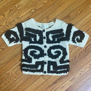 Anthropologie - Charlie & Robin Black and White Shaggy Cardigan Sweater - S